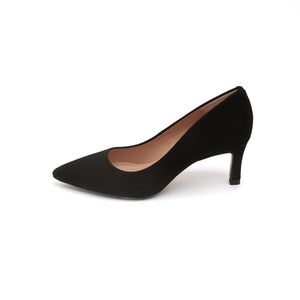 ST x UNISA Black Pointy Suede Heel Pumps