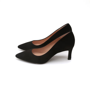 ST x UNISA Black Pointy Suede Heel Pumps