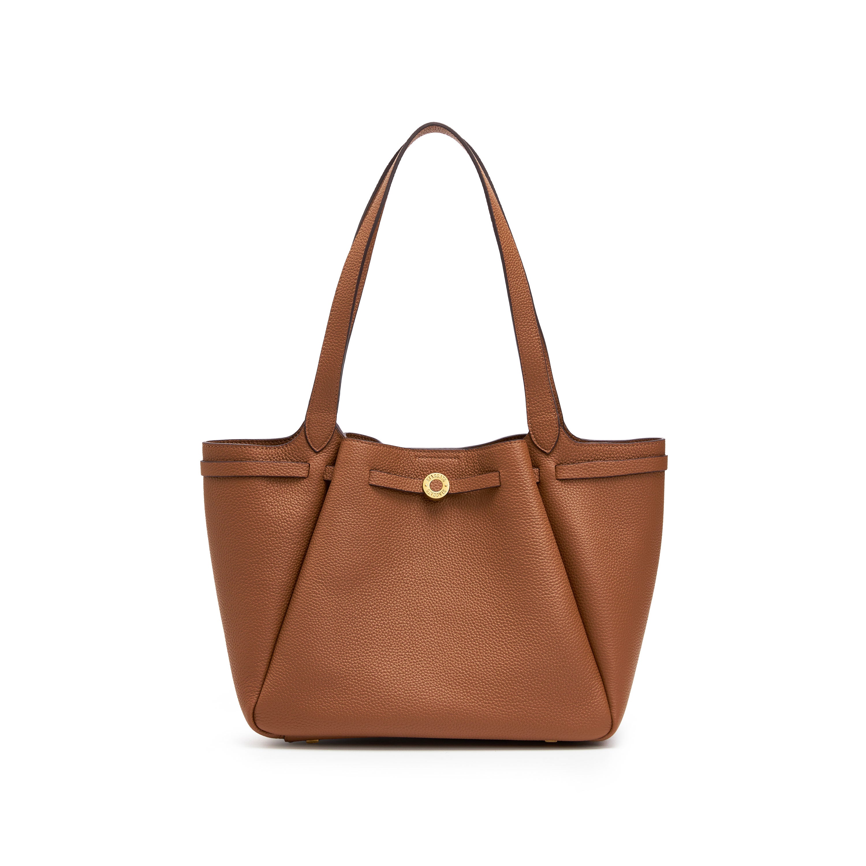Brown ST Gold Coin Bucket Tote Bags