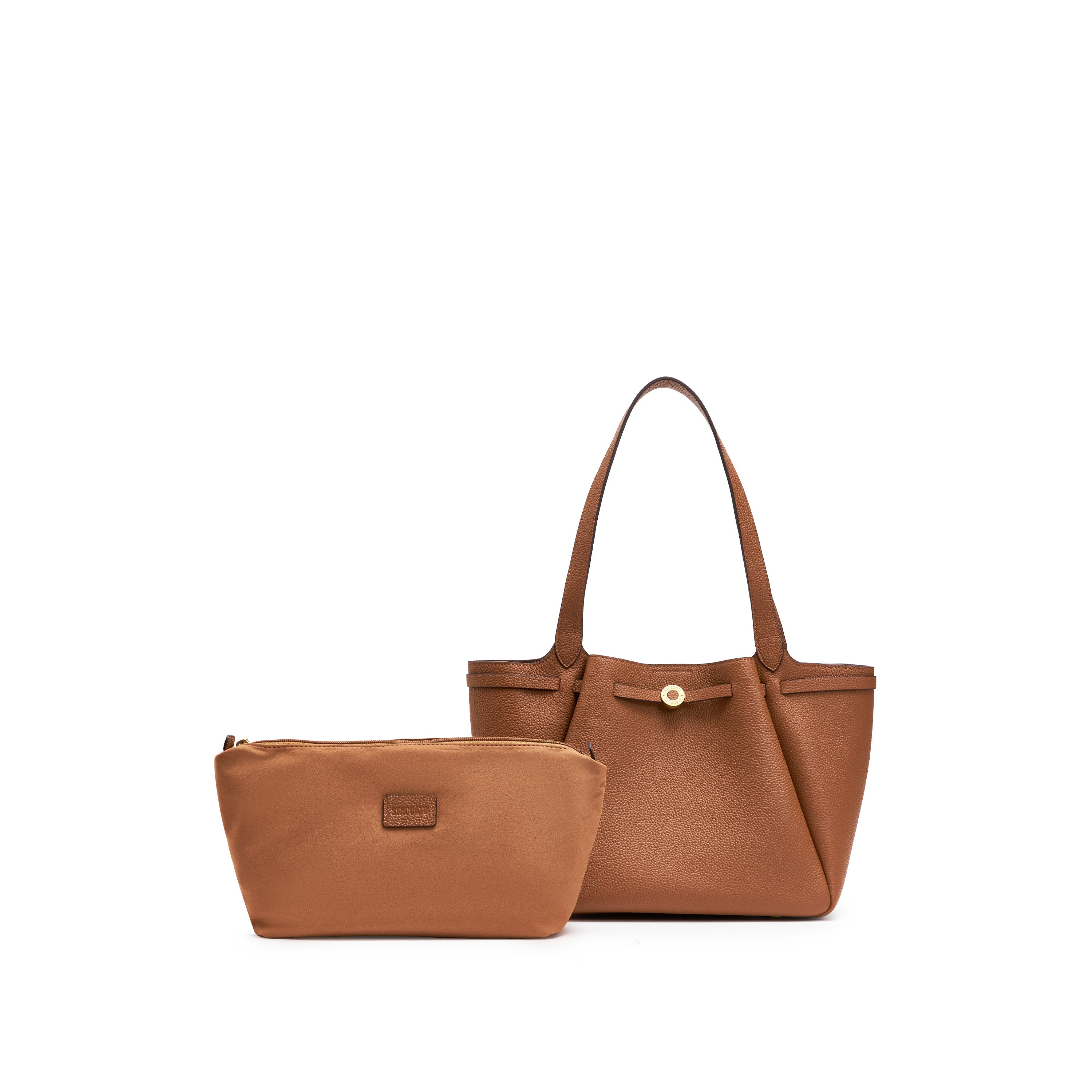 Brown ST Gold Coin Bucket Tote Bags
