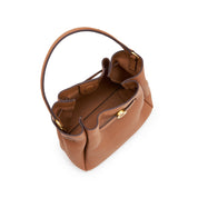 Brown ST Gold Coin Bucket Crossbody Bag