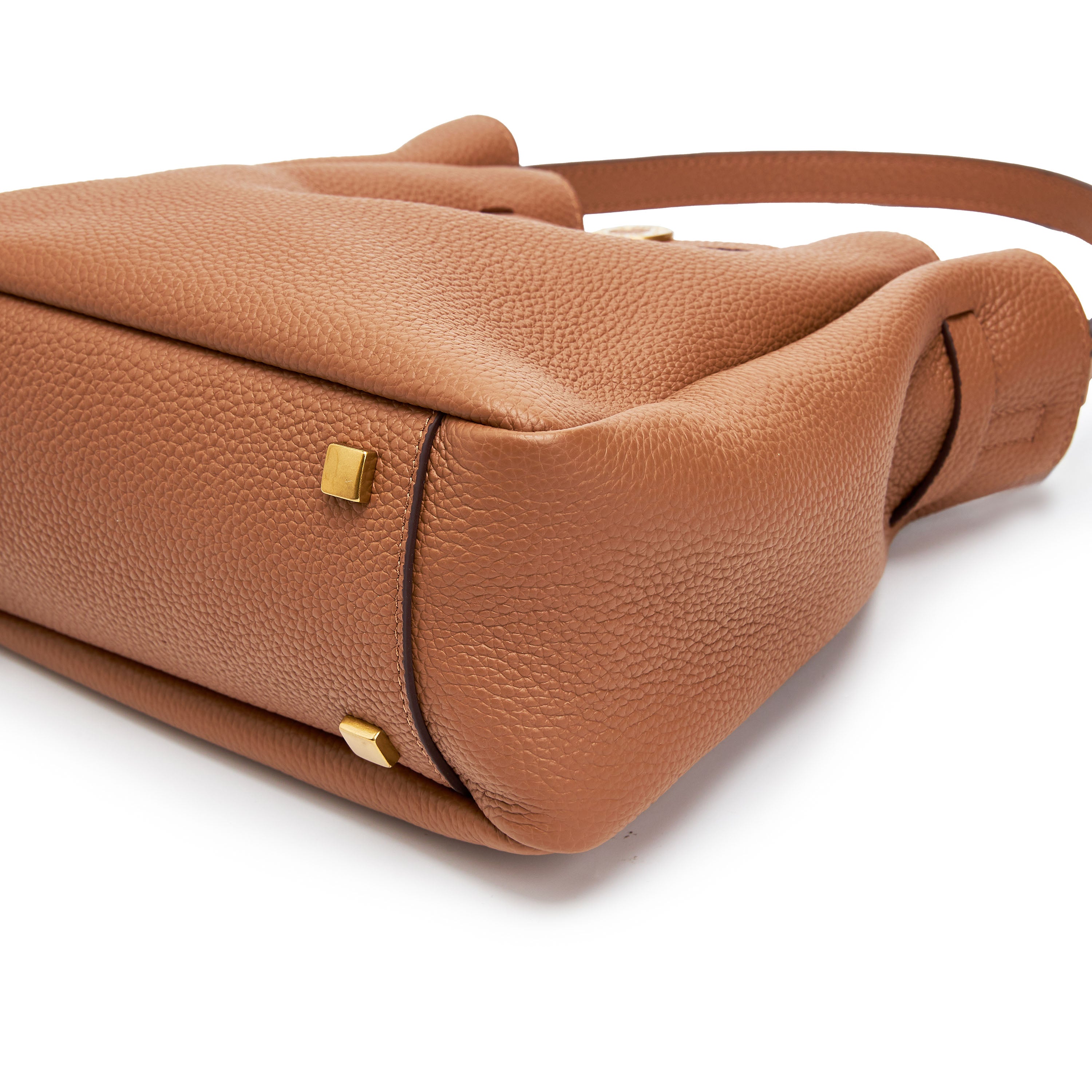 Brown ST Gold Coin Bucket Crossbody Bag