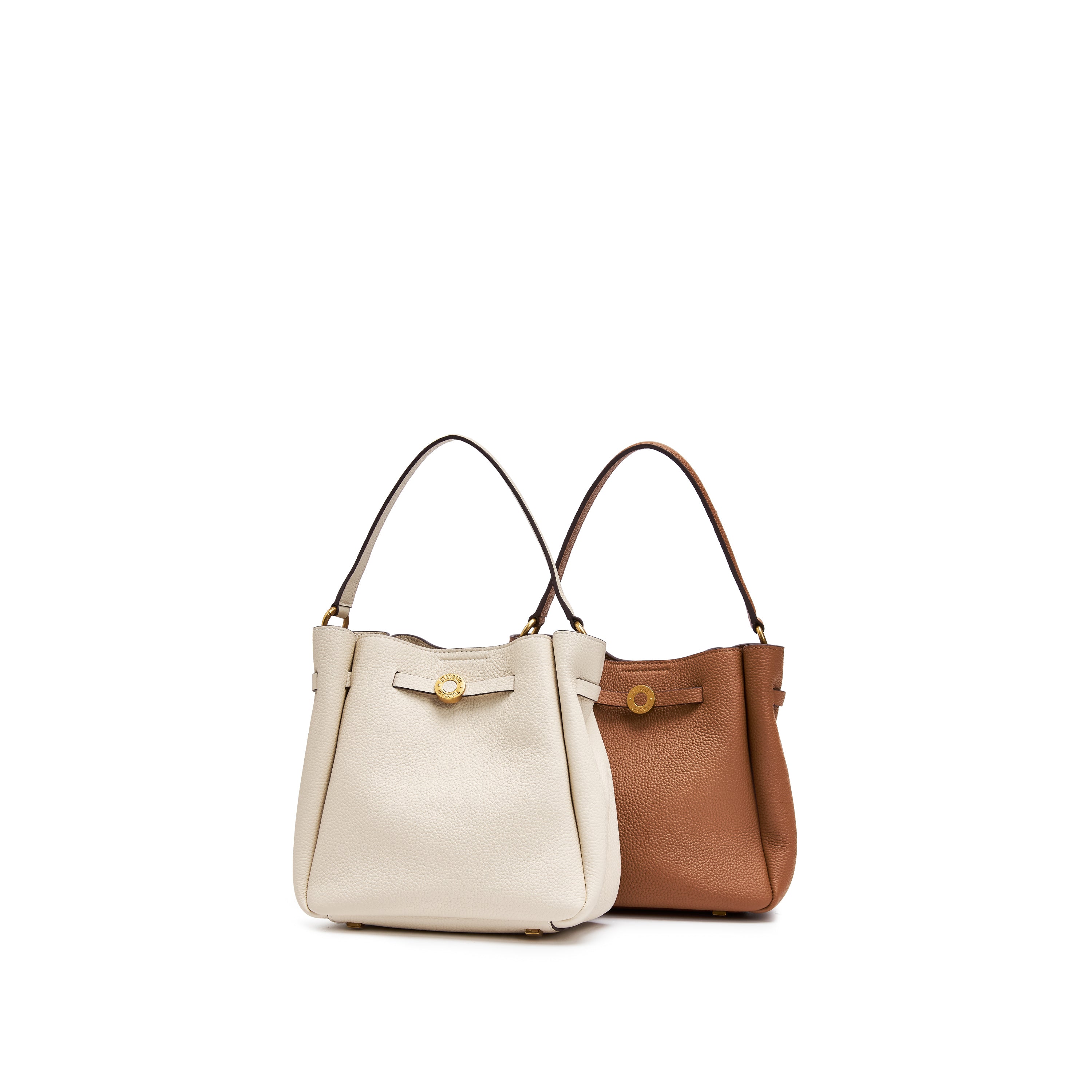 Brown ST Gold Coin Bucket Crossbody Bag
