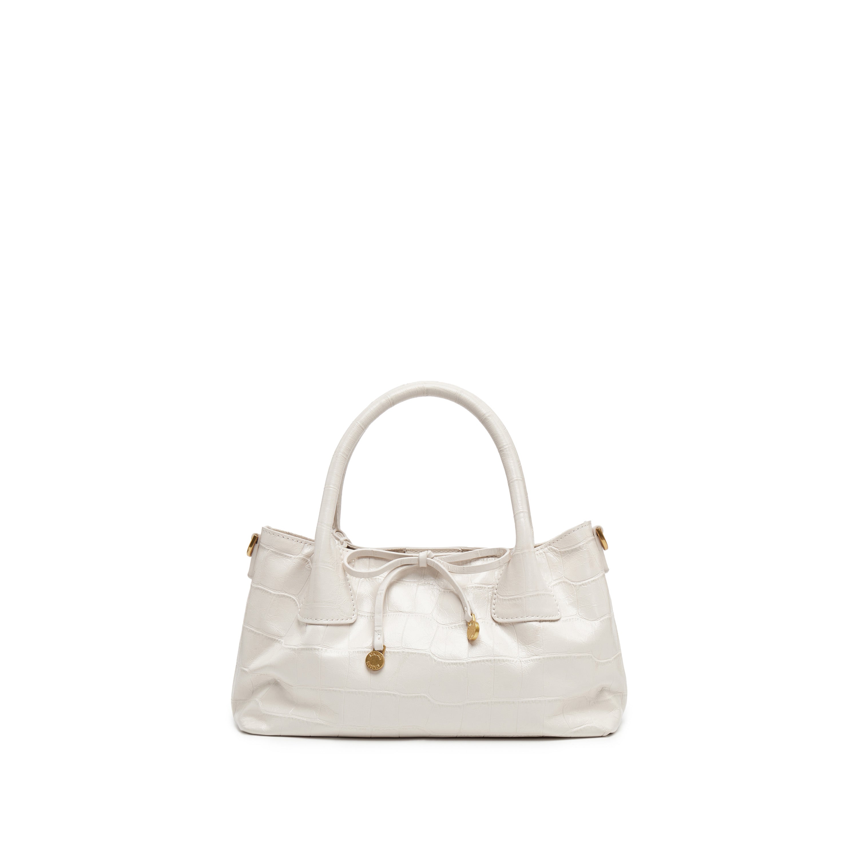 Beige Embossed Bow Mini Handbags