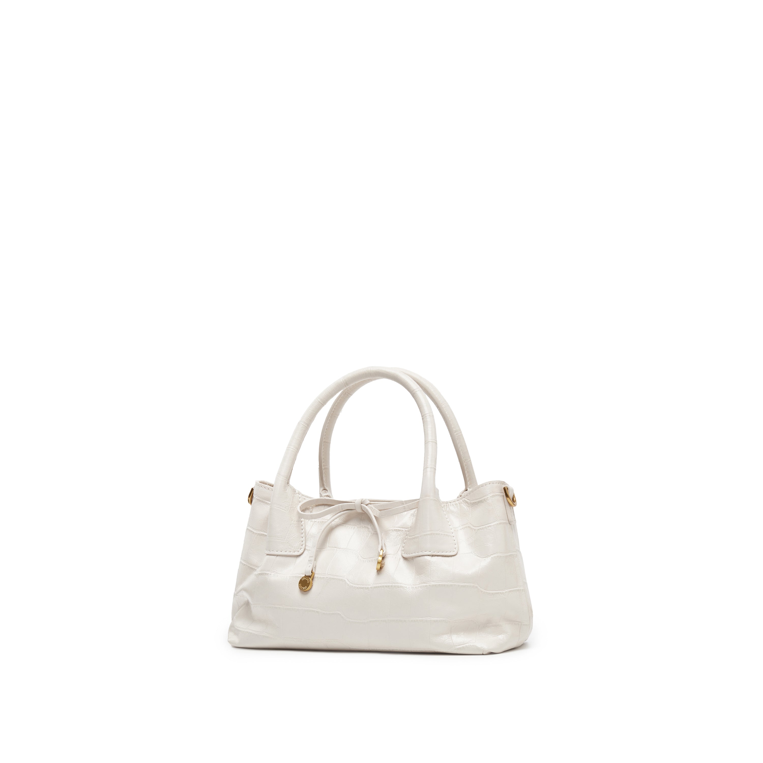 Beige Embossed Bow Mini Handbags