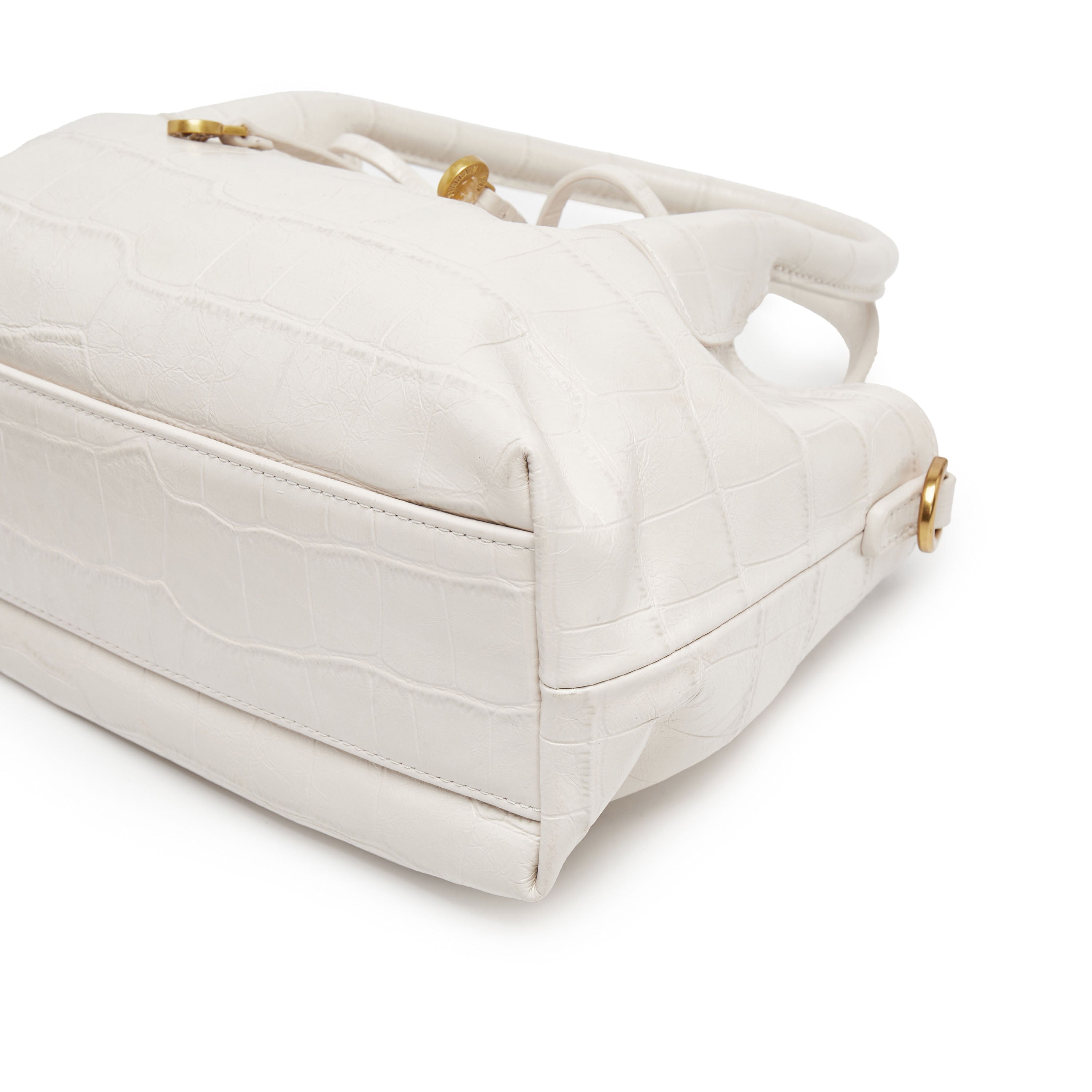 Beige Embossed Bow Mini Handbags