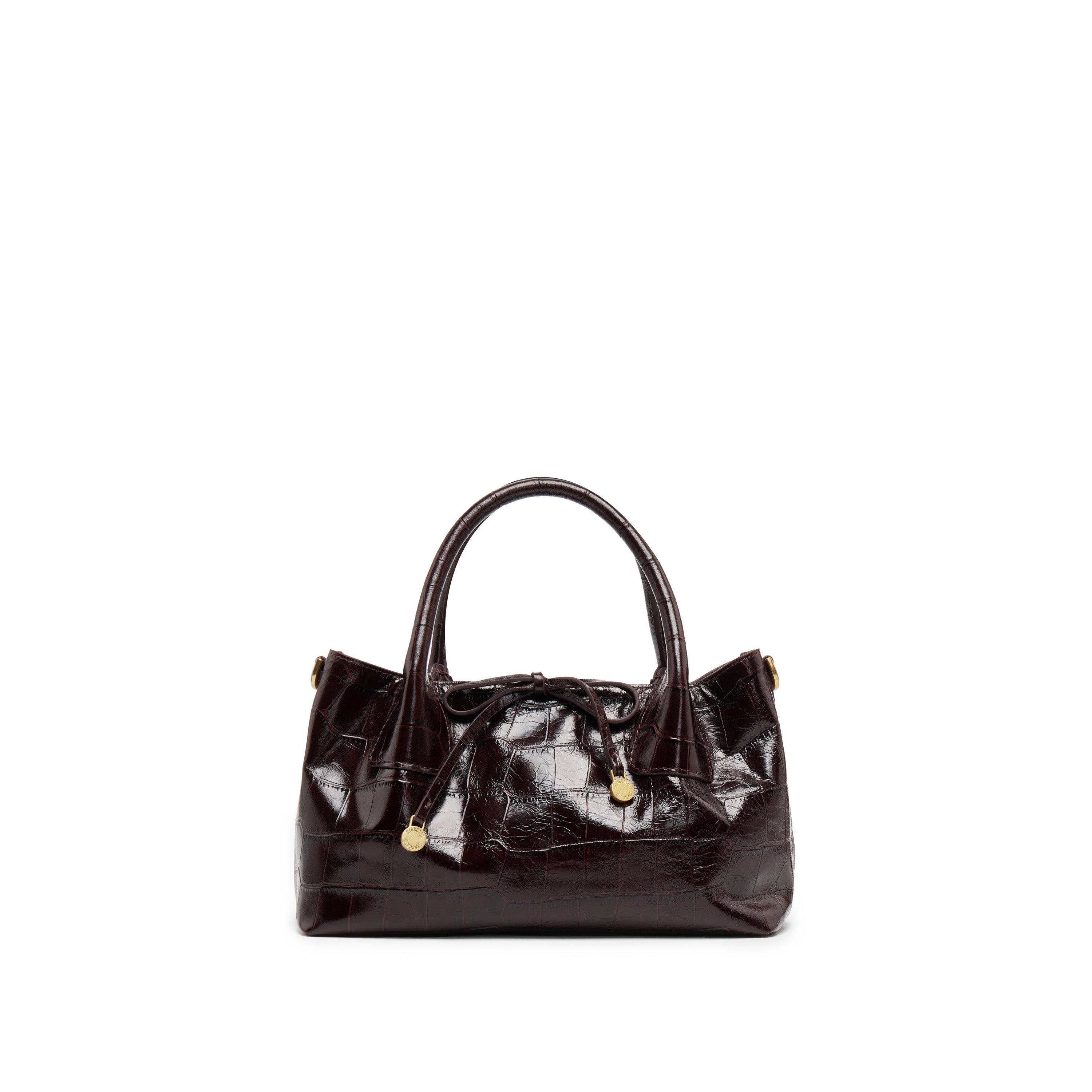 Burgundy Embossed Bow Mini Handbags