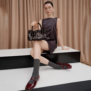 Burgundy Embossed Bow Mini Handbags