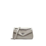 Grey Embossed Flap Crossbody Bags