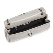 Grey Embossed Flap Crossbody Bags