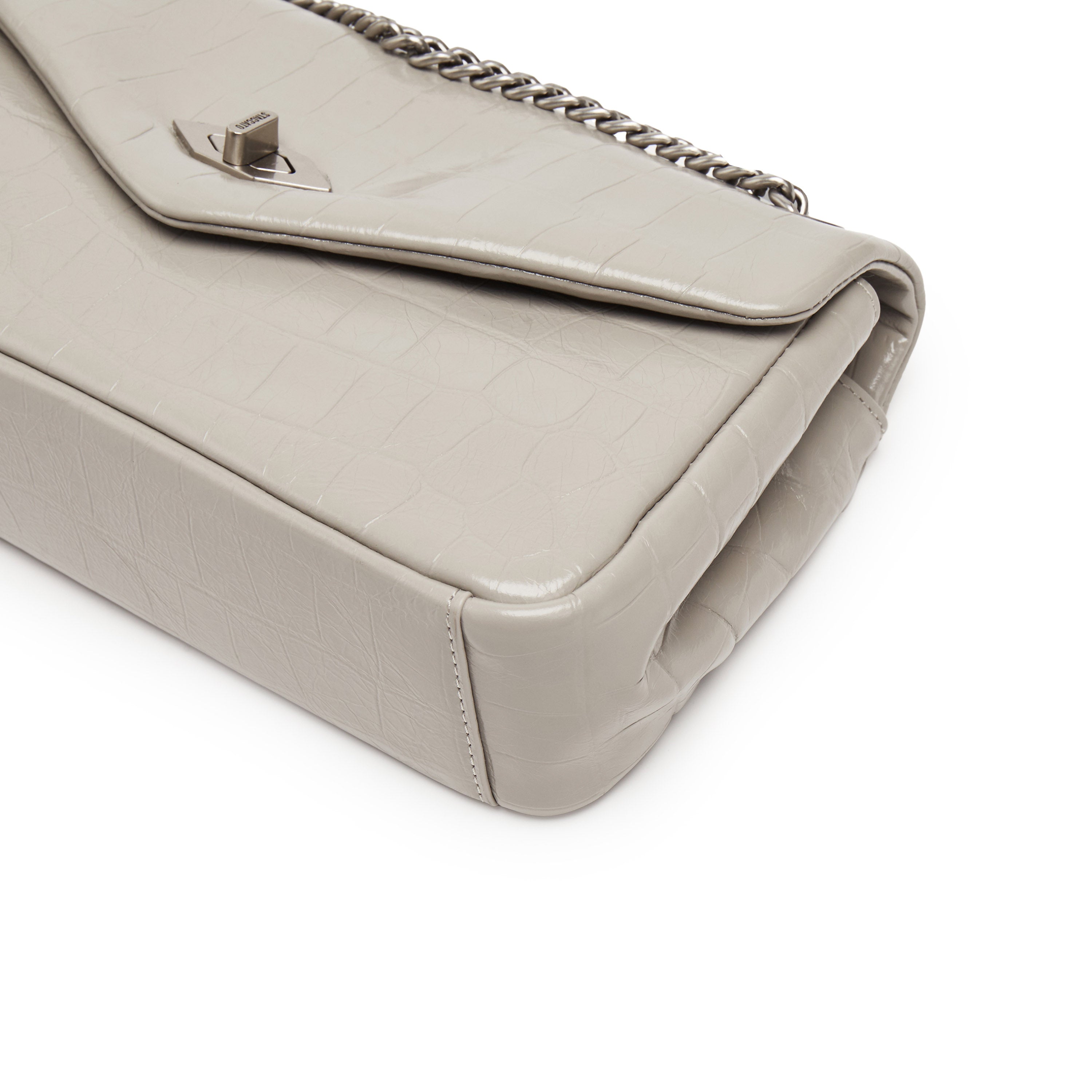 Grey Embossed Flap Crossbody Bags
