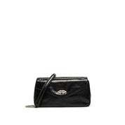 Black Embossed Flap Crossbody Bags