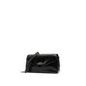 Black Embossed Flap Crossbody Bags