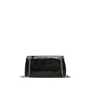 Black Embossed Flap Crossbody Bags