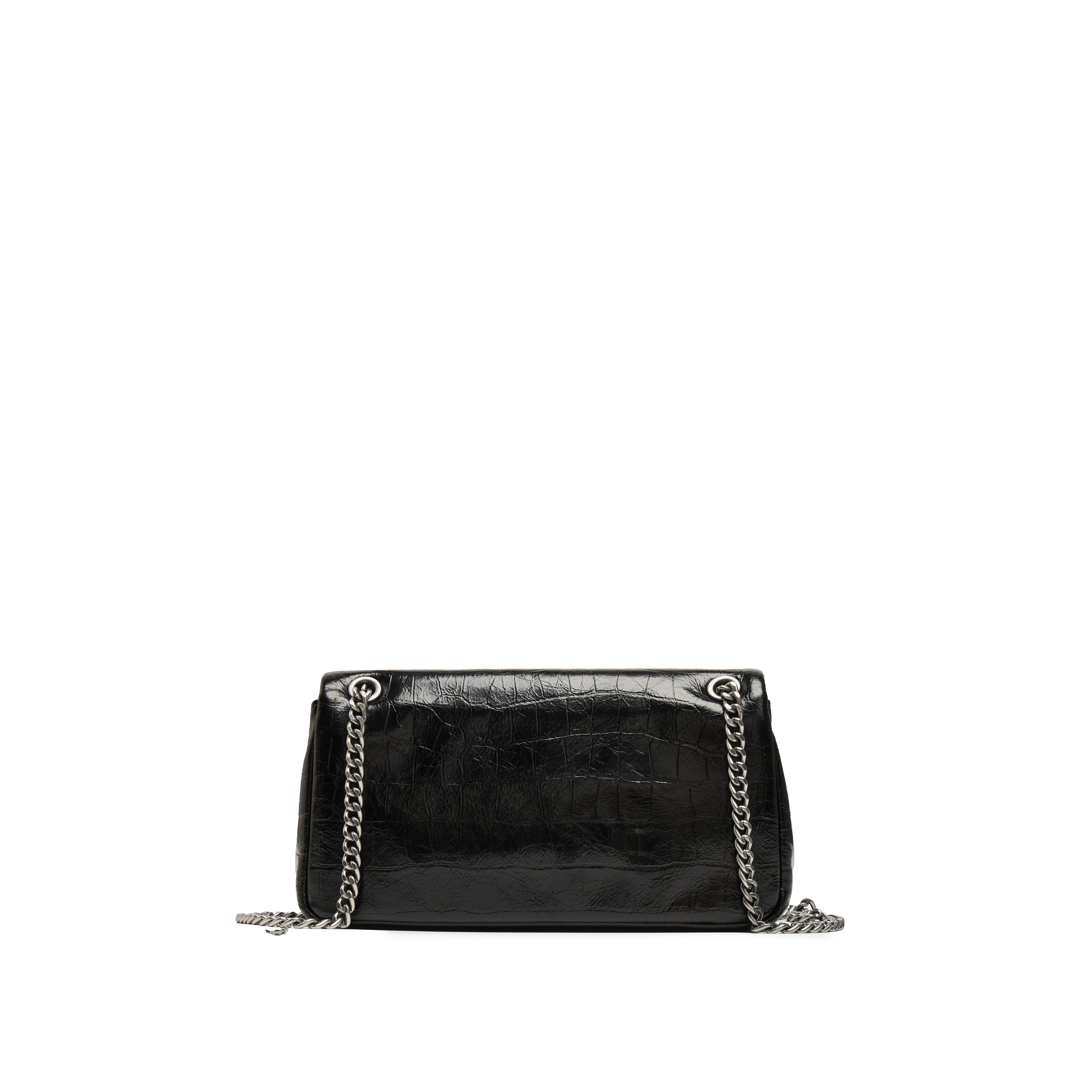 Black Embossed Flap Crossbody Bags