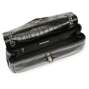Black Embossed Flap Crossbody Bags