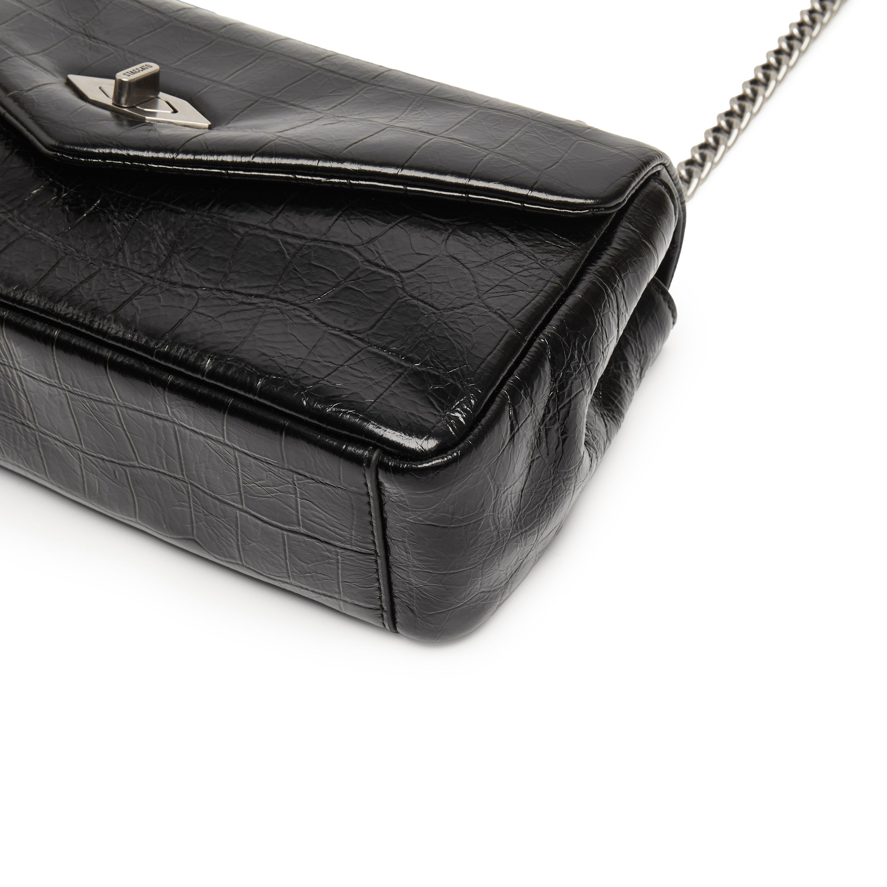 Black Embossed Flap Crossbody Bags