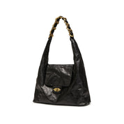 Black ST Chain Twist Lock Hobo Bags
