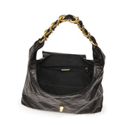 Black ST Chain Twist Lock Hobo Bags