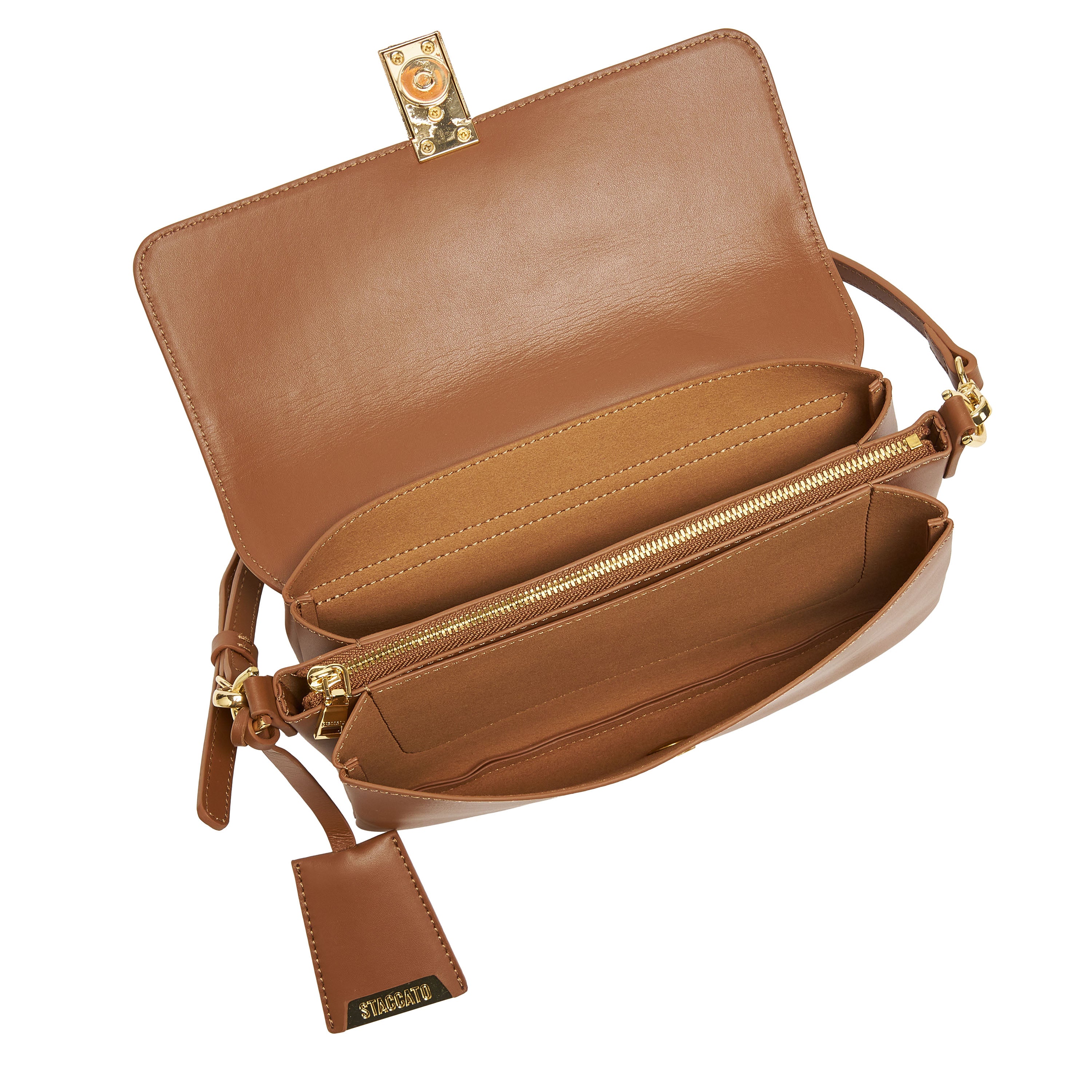 Mini Brown Leather Pocket Layering Handbags