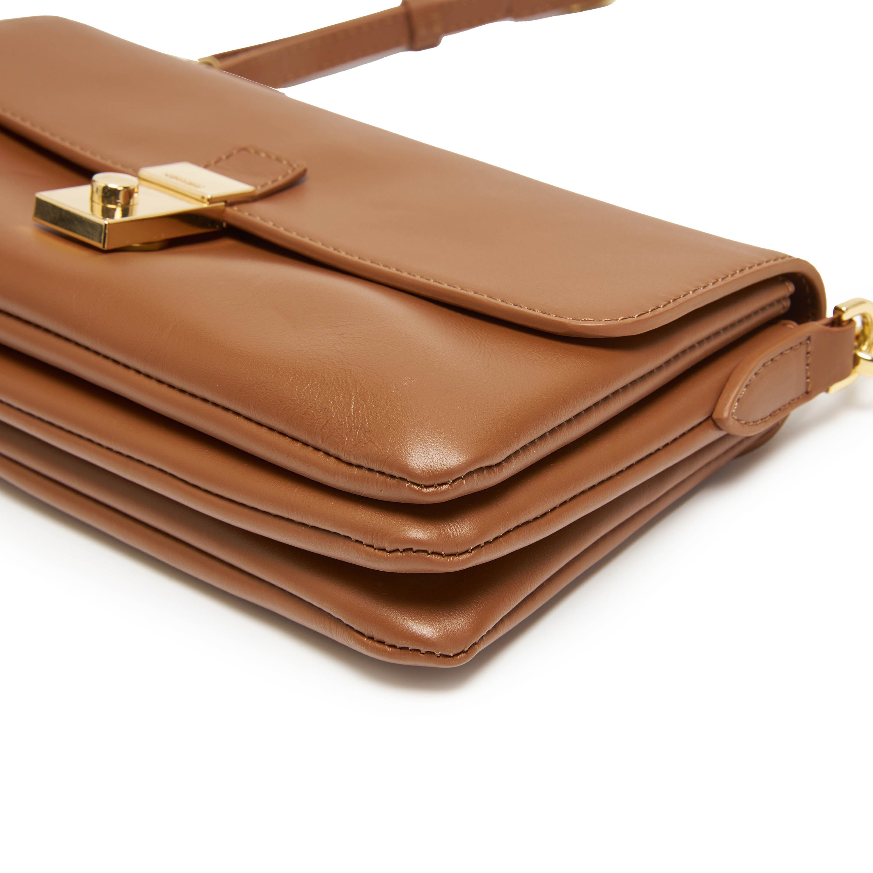 Mini Brown Leather Pocket Layering Handbags