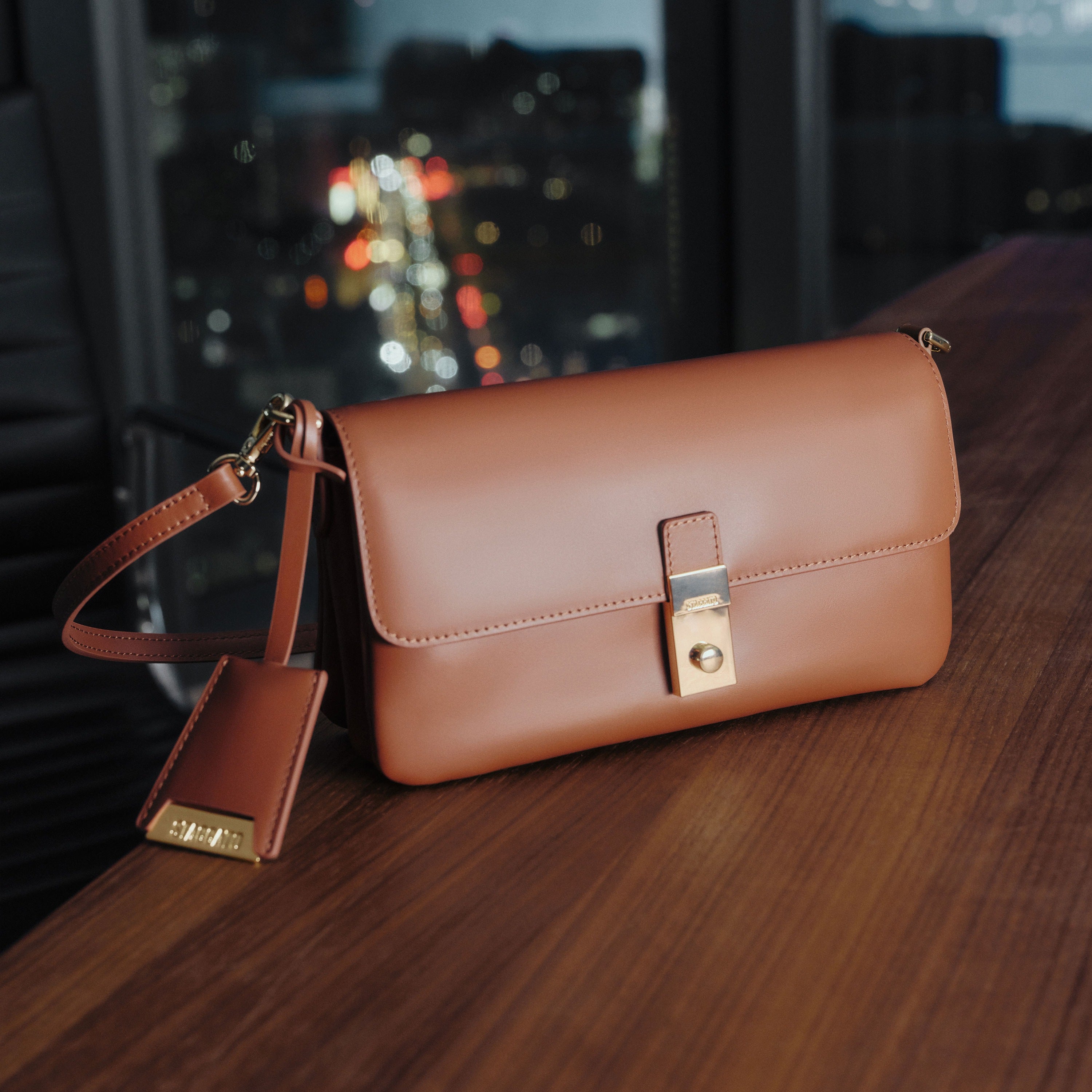 Mini Brown Leather Pocket Layering Handbags