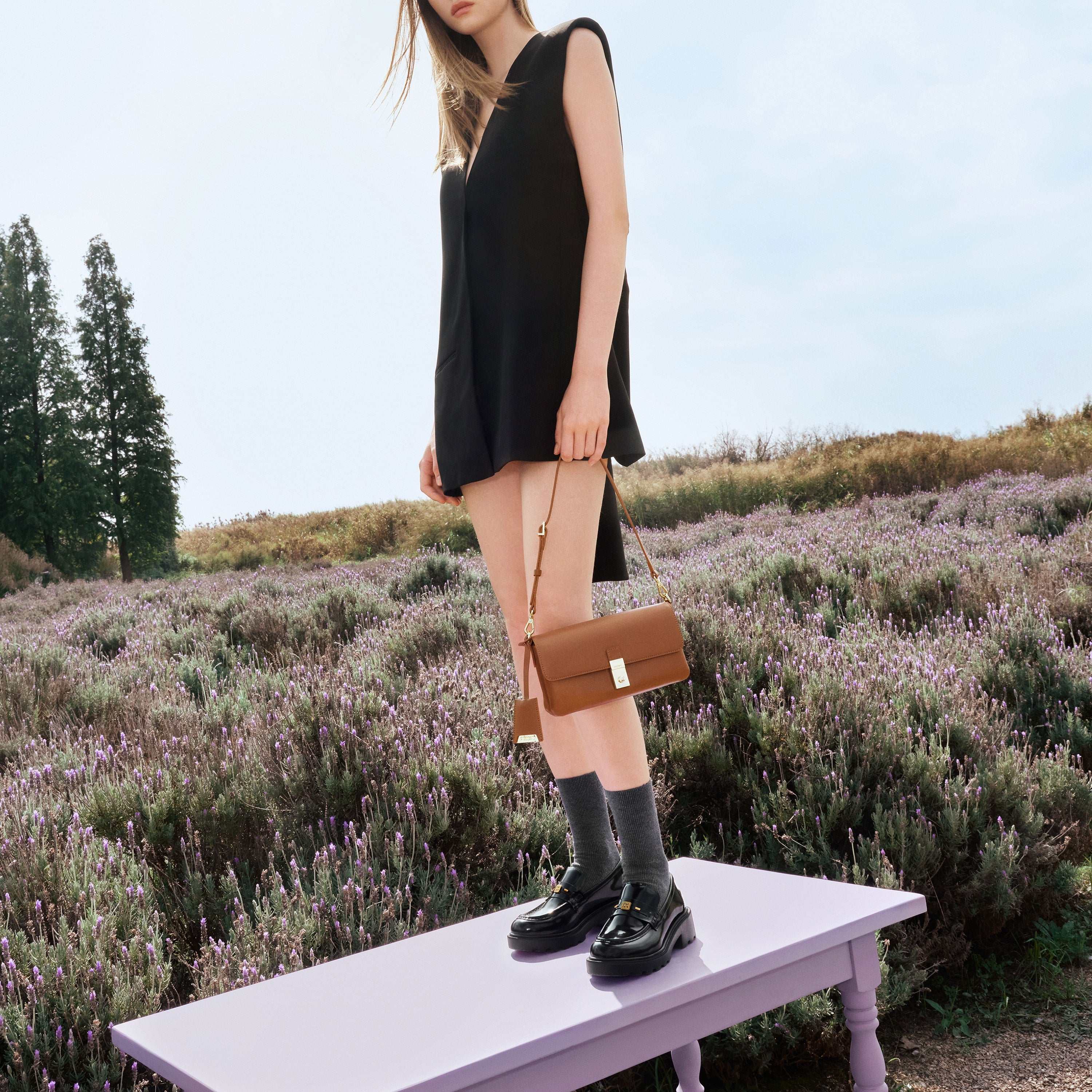 Mini Brown Leather Pocket Layering Handbags