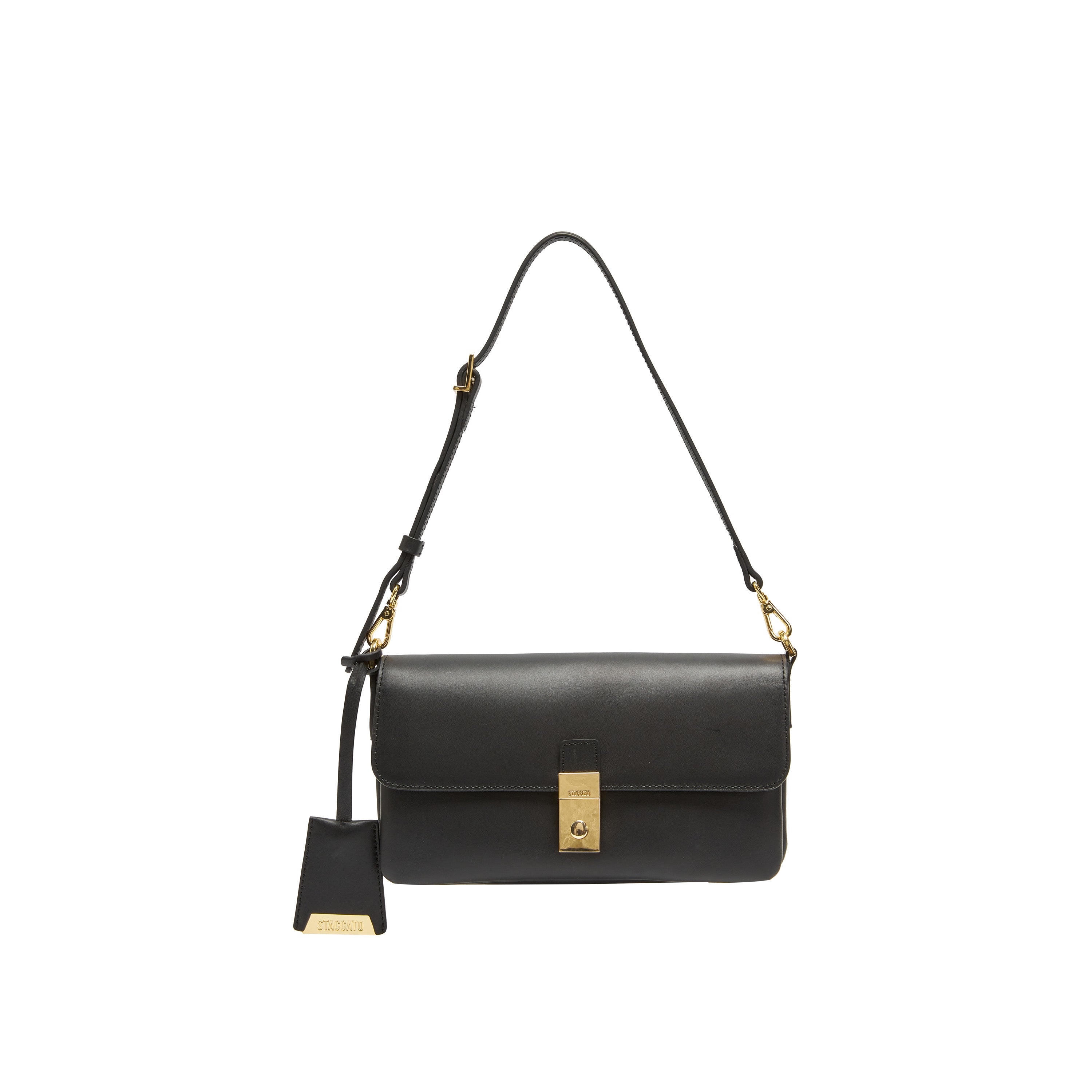 Mini Black Leather Pocket Layering Handbags
