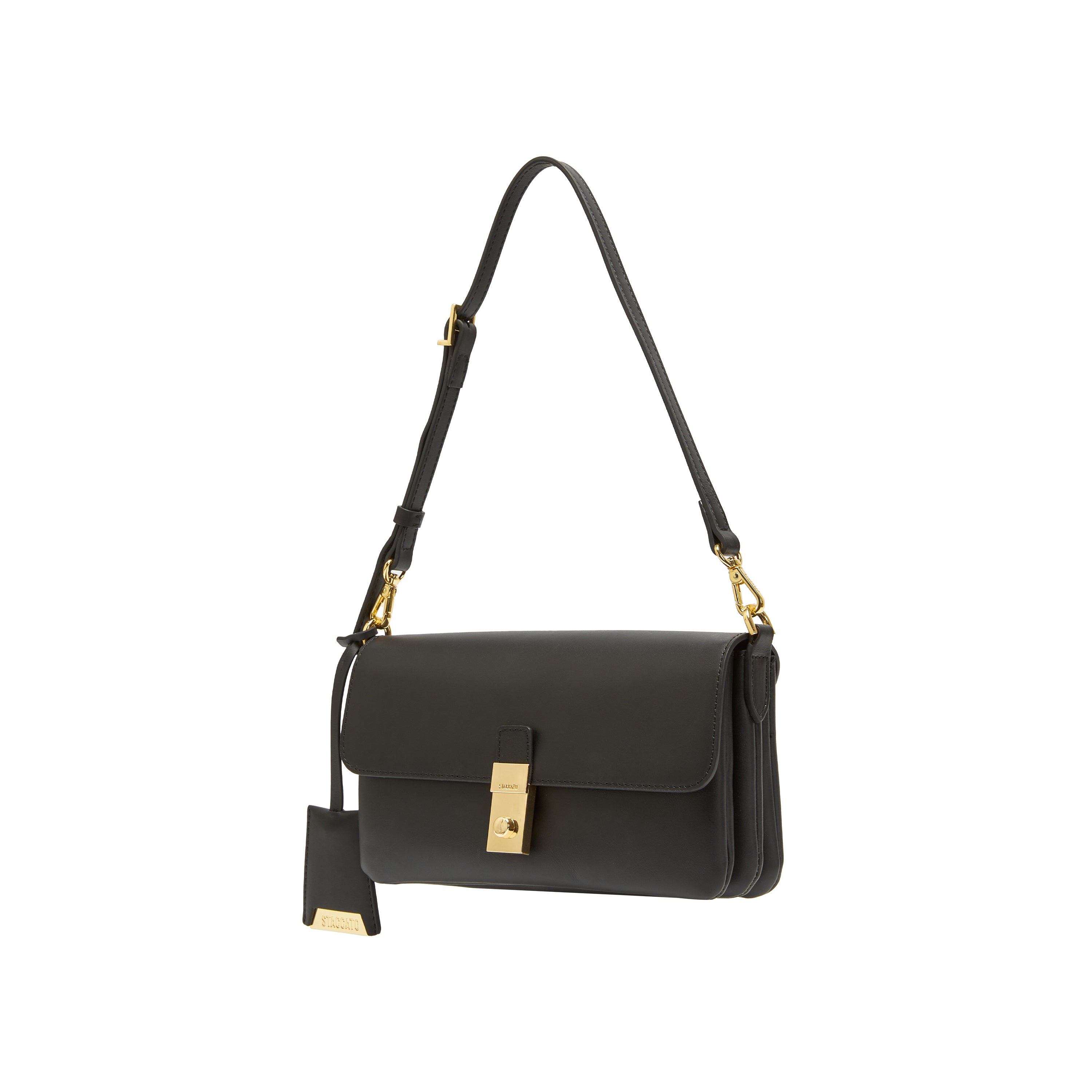 Mini Black Leather Pocket Layering Handbags