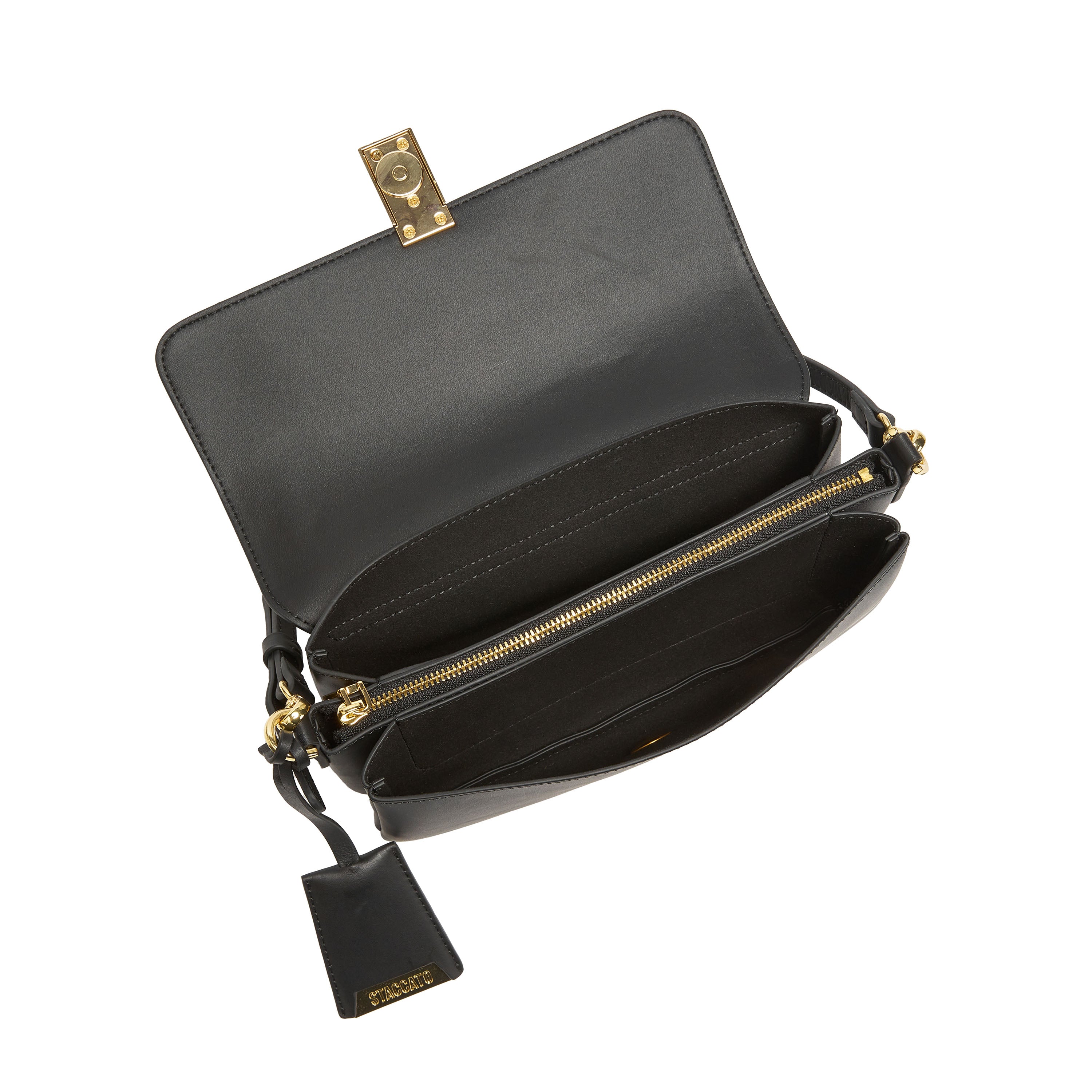 Mini Black Leather Pocket Layering Handbags