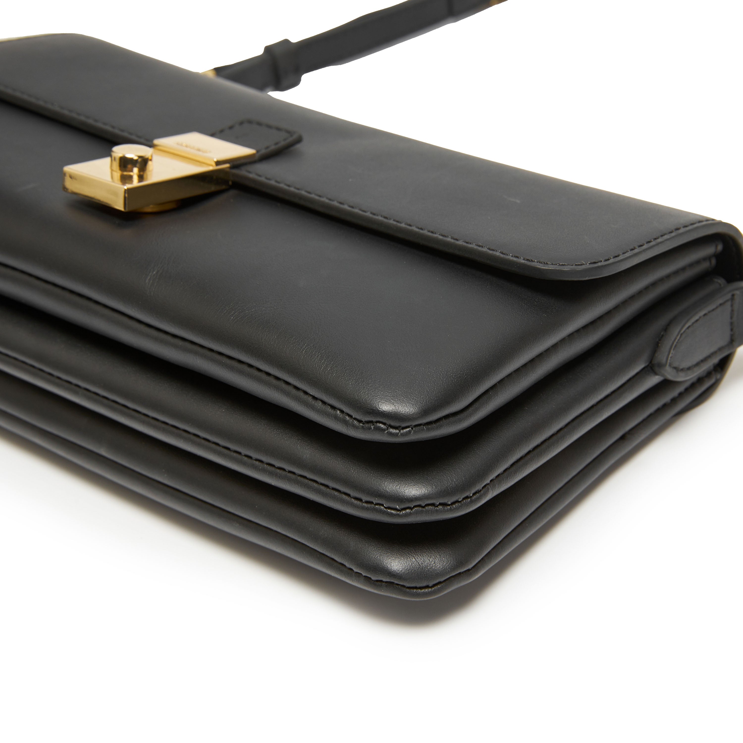 Mini Black Leather Pocket Layering Handbags