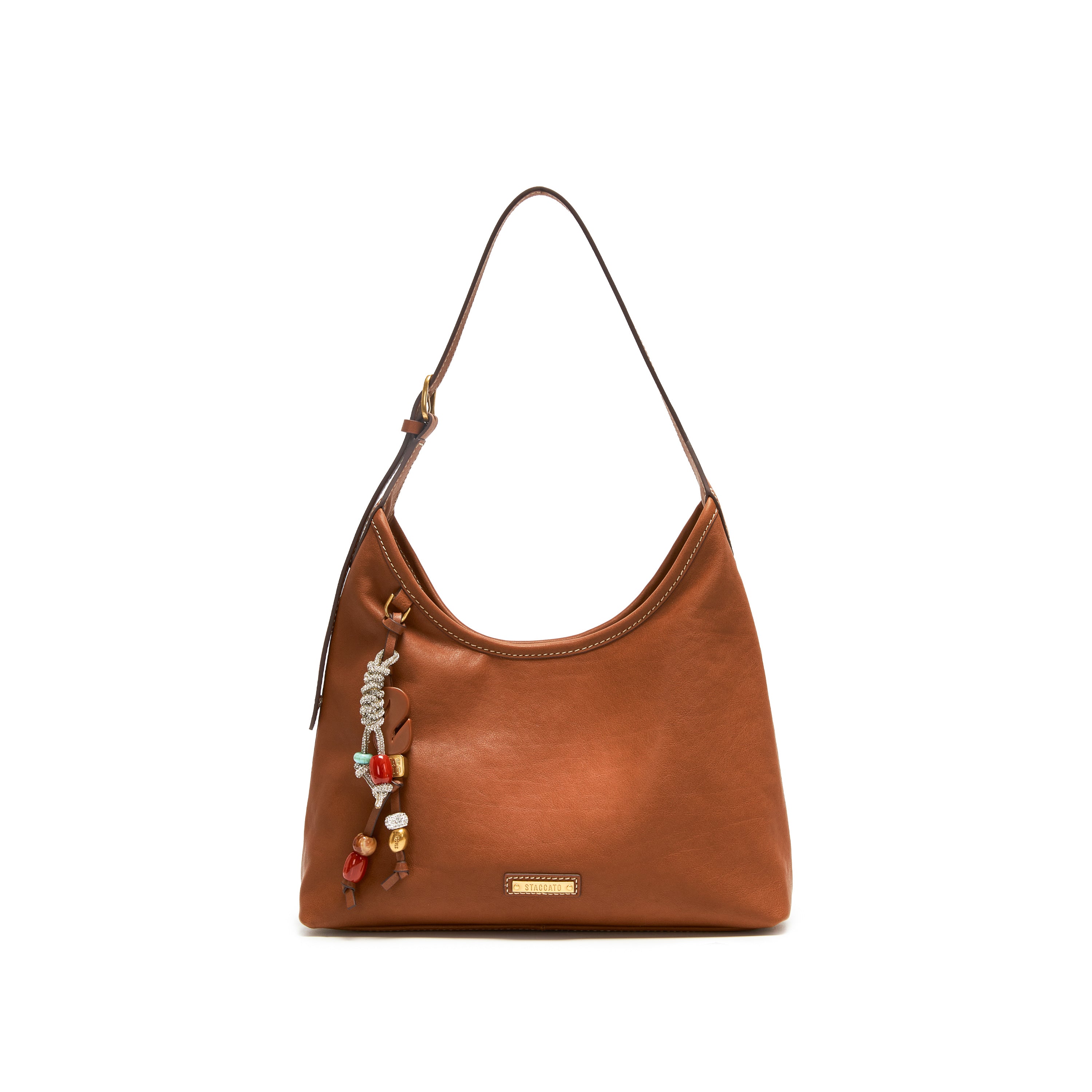 Brown Vintage Lucky Charm Leather Hobo Bag