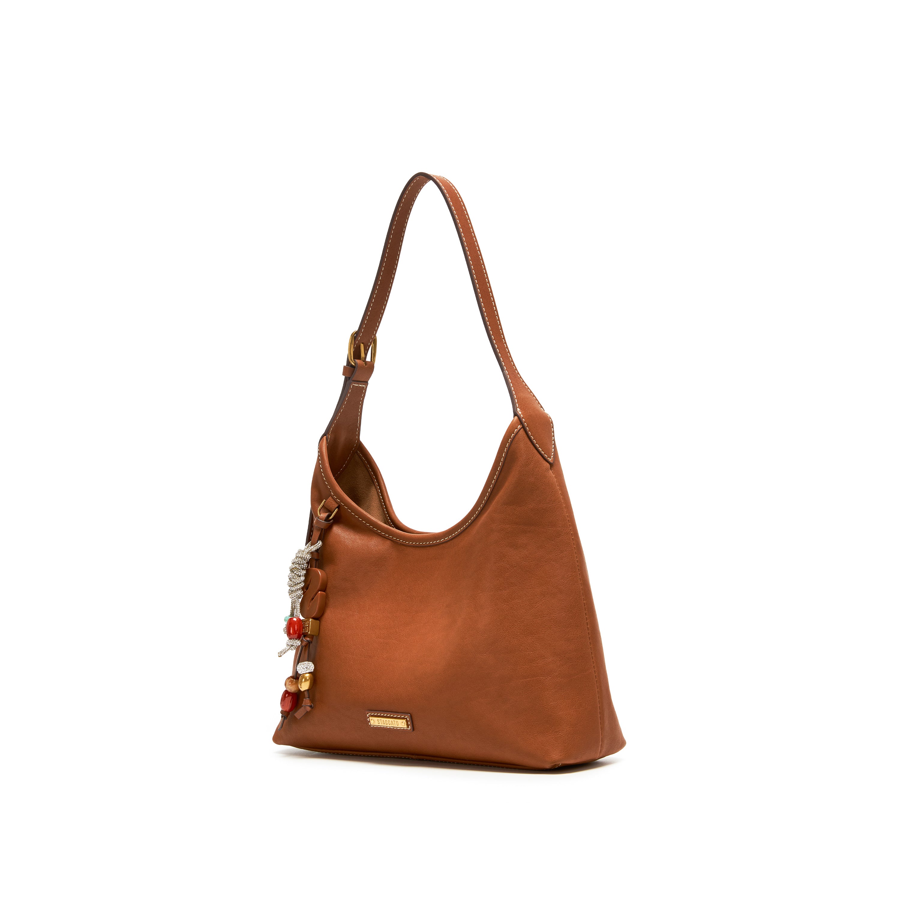 Brown Vintage Lucky Charm Leather Hobo Bag