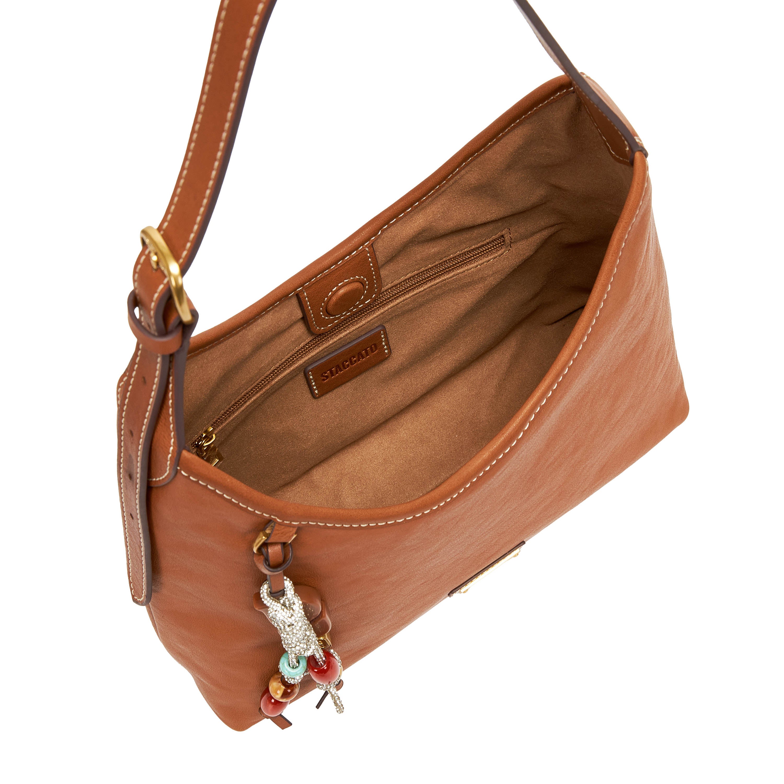 Brown Vintage Lucky Charm Leather Hobo Bag