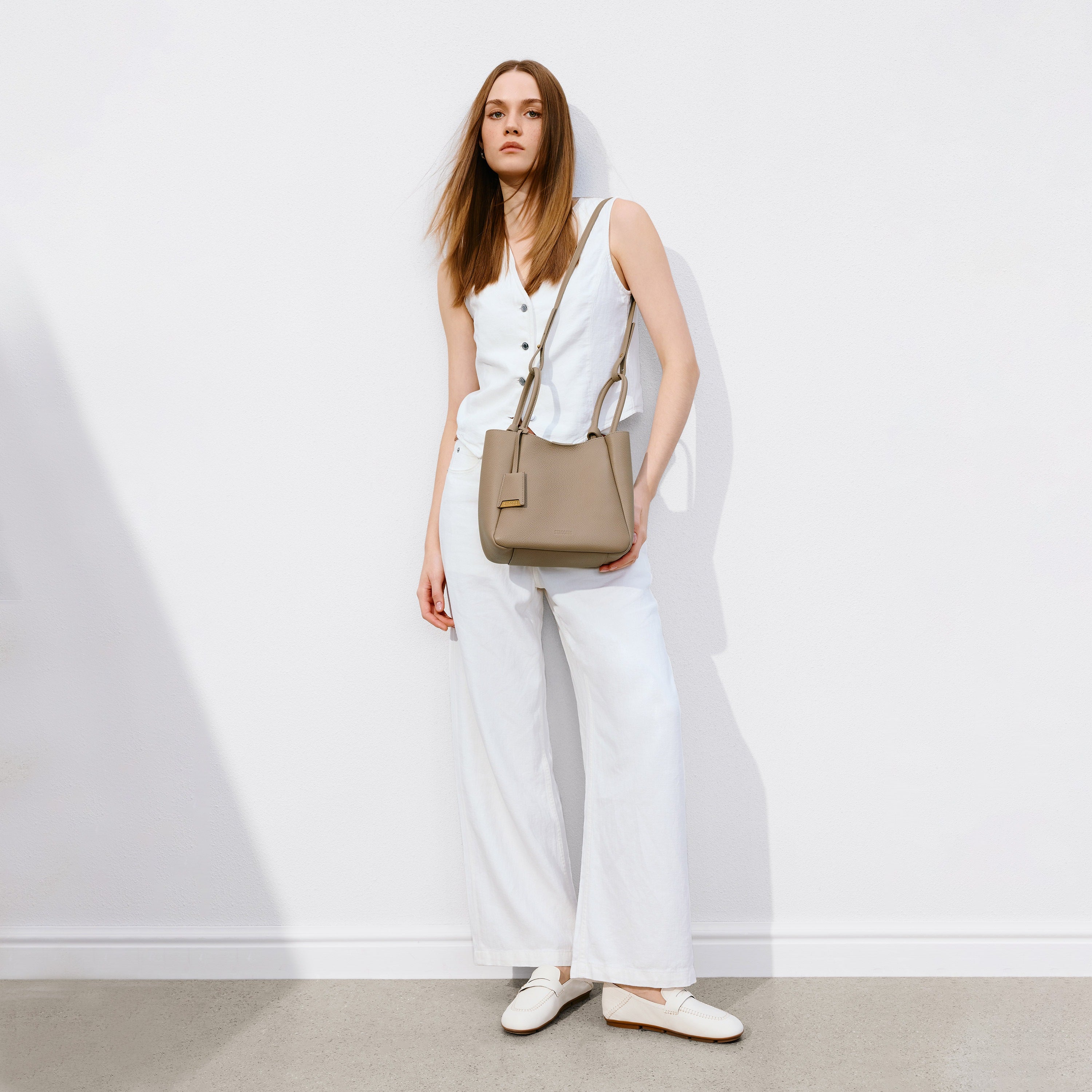 Ash Brown Minimal Boxy Crossbody Bags