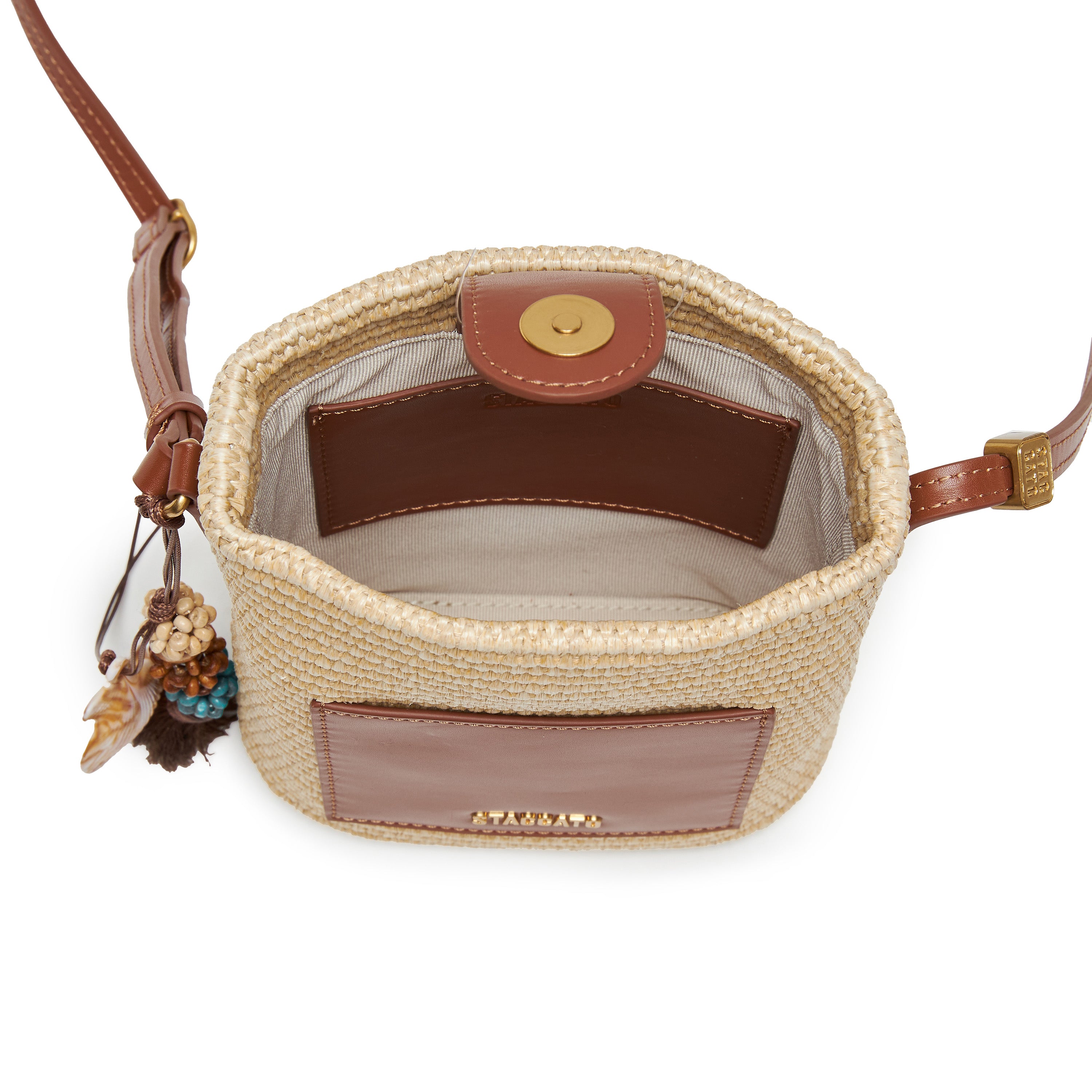 Taupe Raffia Mini Crossbody Bags
