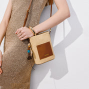 Taupe Raffia Mini Crossbody Bags