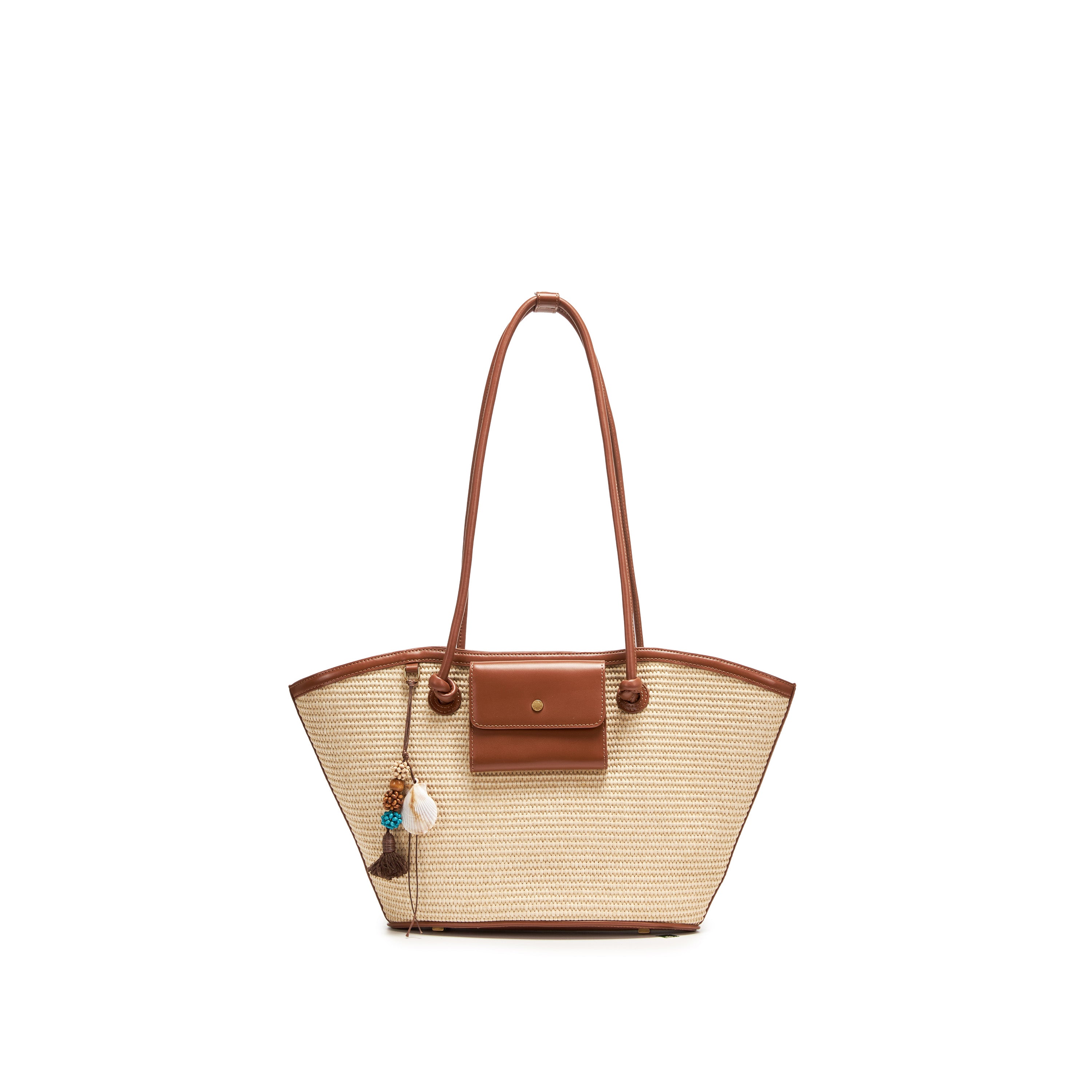 Taupe Raffia Medium Tote Bags