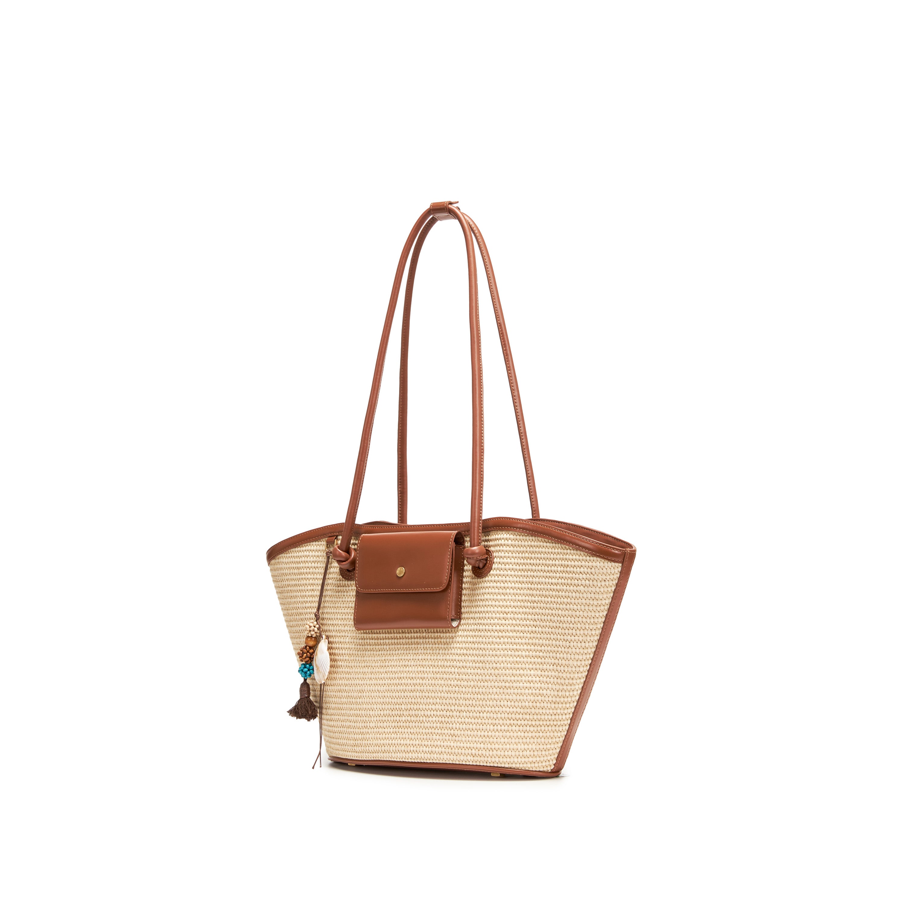 Taupe Raffia Medium Tote Bags