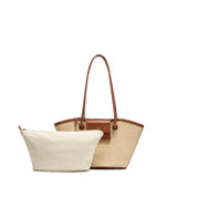 Taupe Raffia Medium Tote Bags
