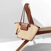 Taupe Raffia Medium Tote Bags