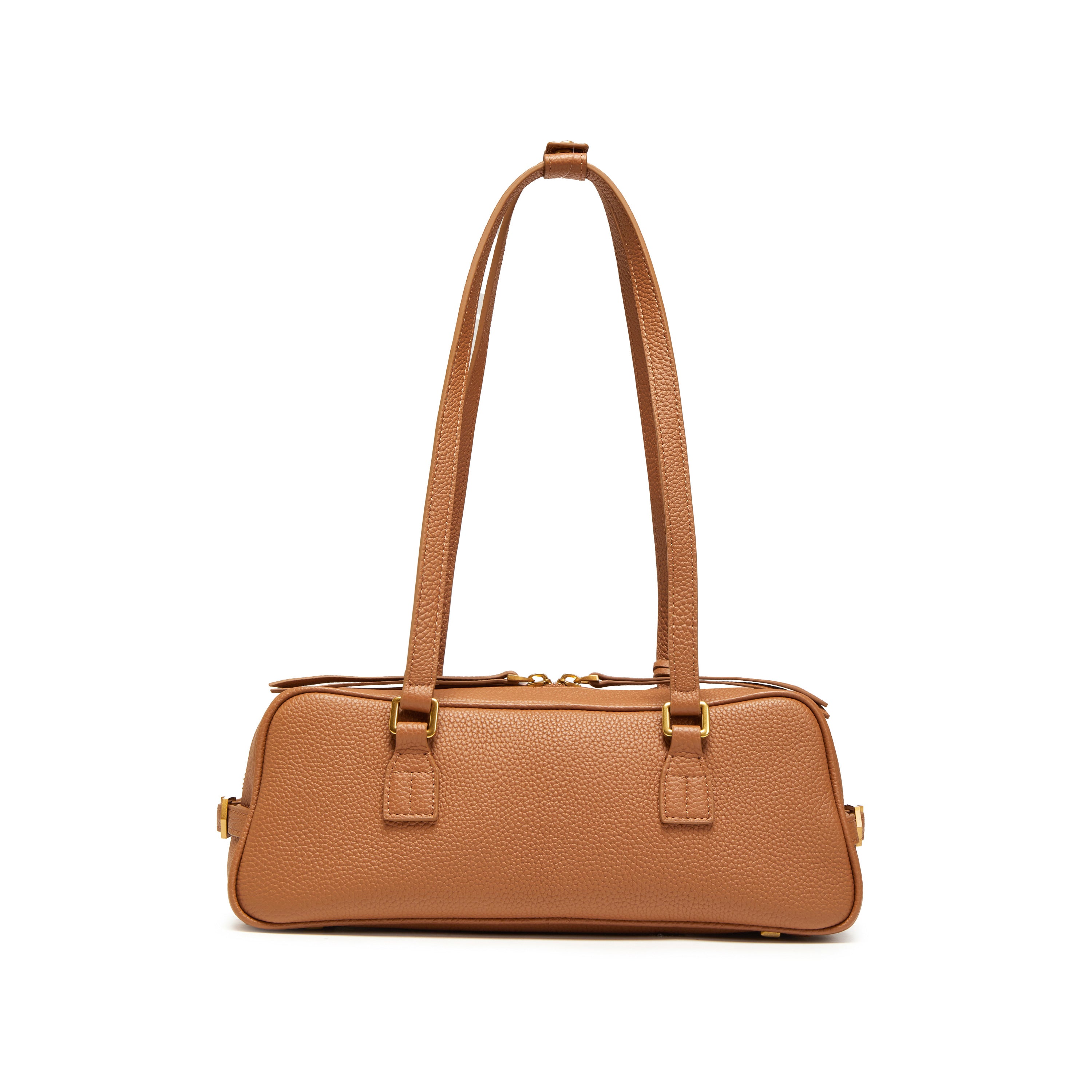 Camel Minimal Leather Baguette Handbag