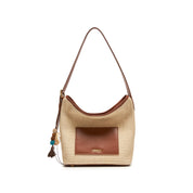 Taupe Raffia Medium Hobo Bags