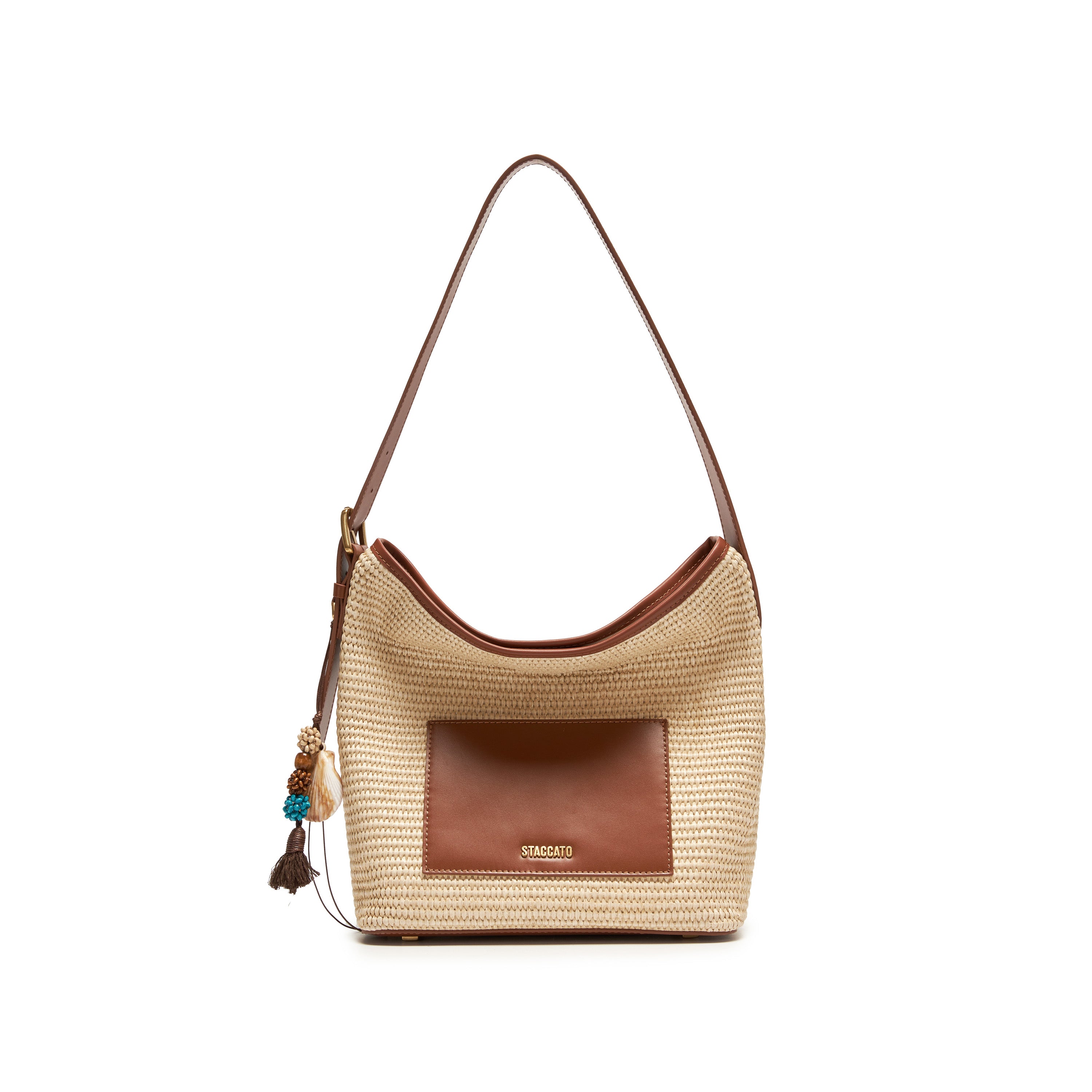 Taupe Raffia Medium Hobo Bags