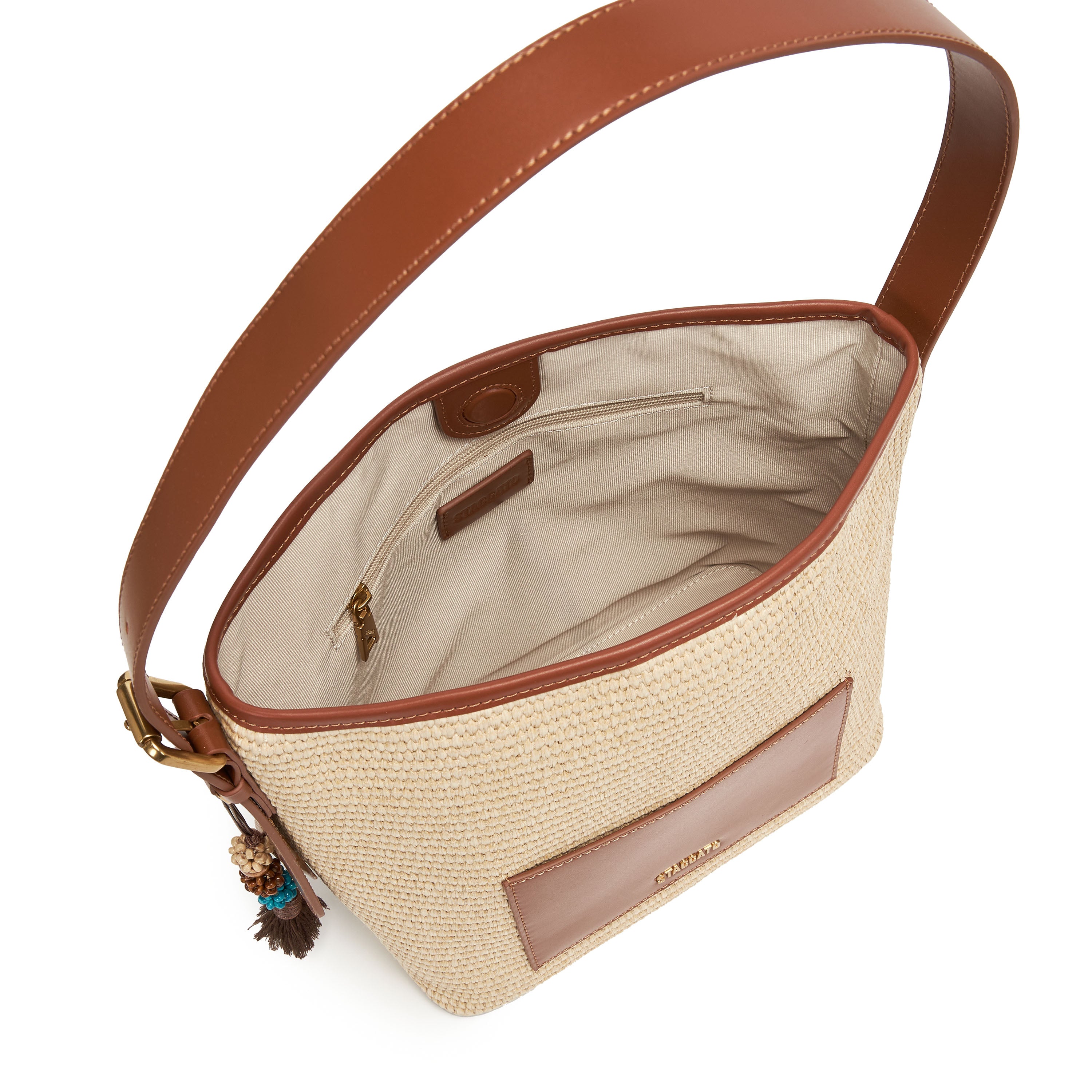 Taupe Raffia Medium Hobo Bags