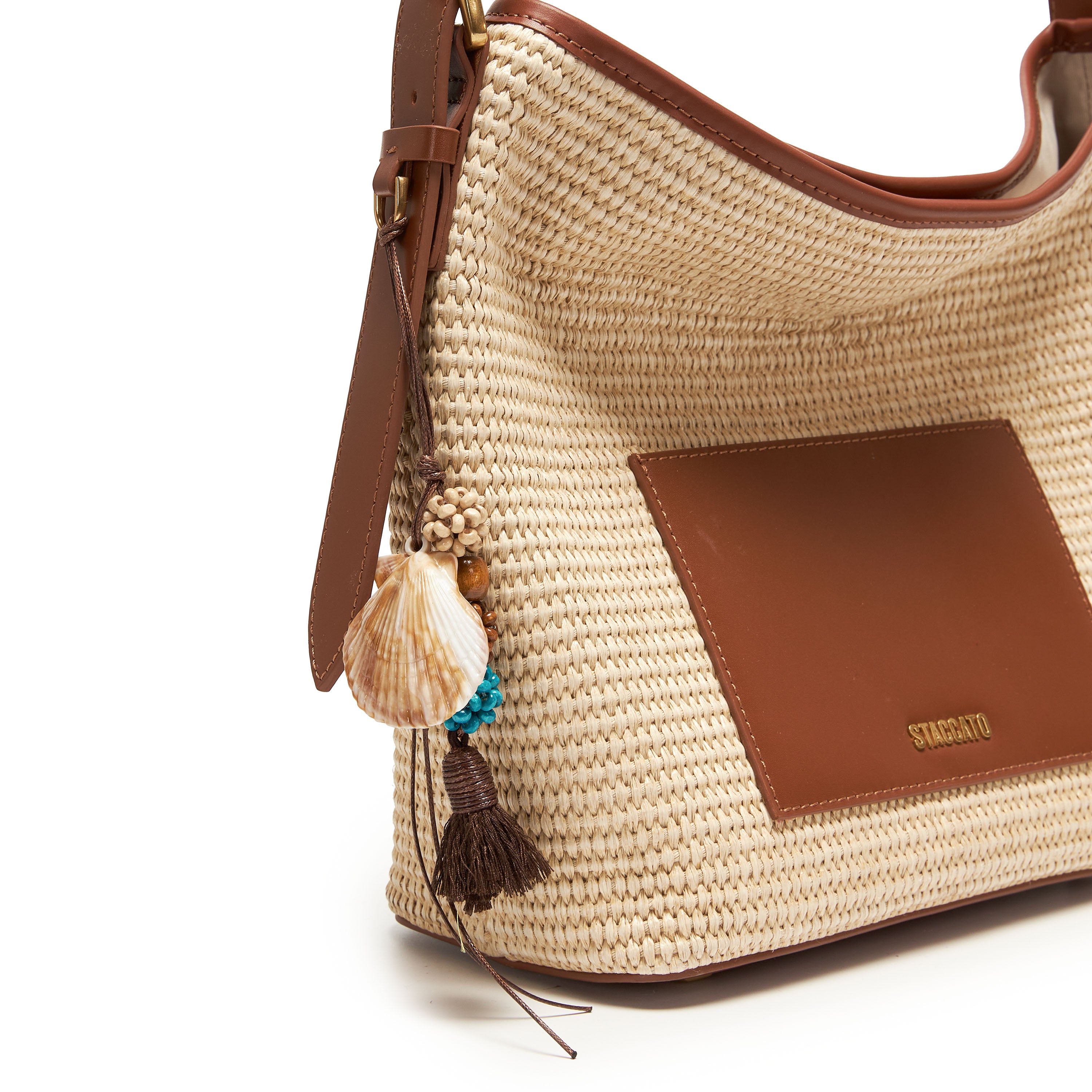 Taupe Raffia Medium Hobo Bags