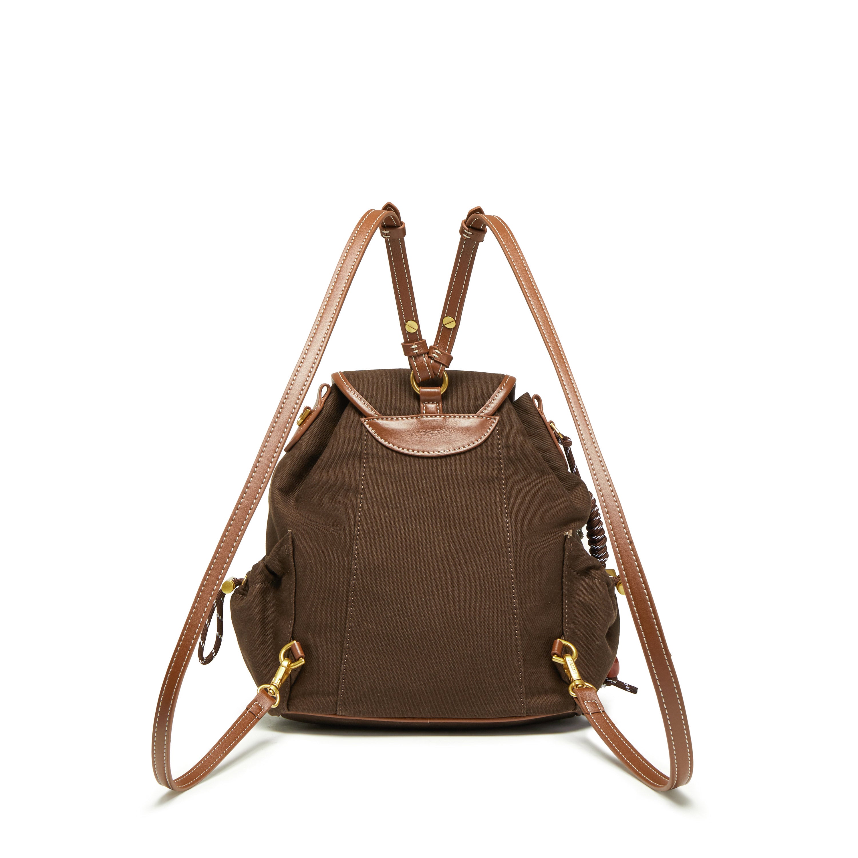 Brown Mini Multi Pocket Backpack
