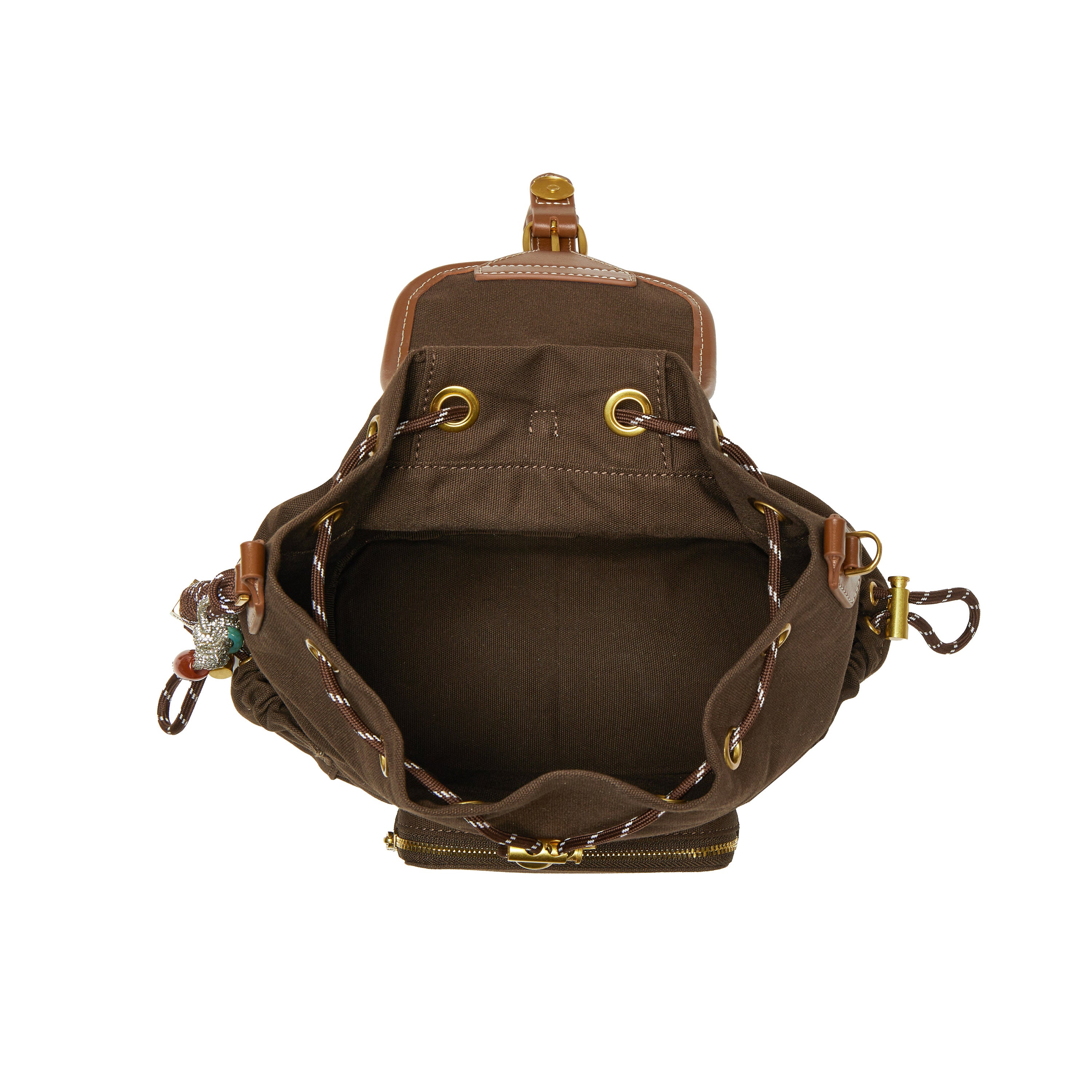 Brown Mini Multi Pocket Backpack