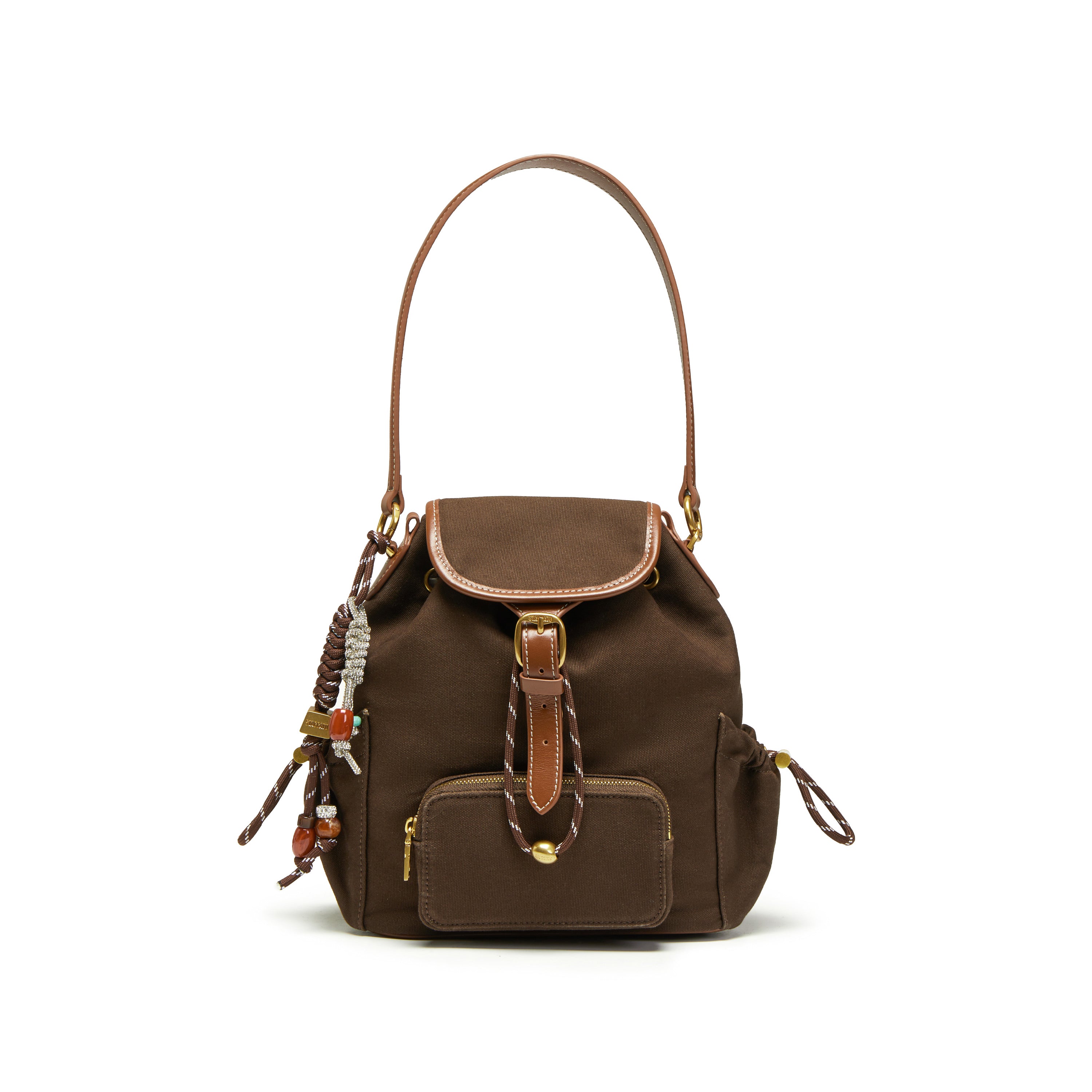 Brown Mini Multi Pocket Backpack