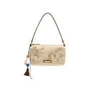 Taupe Crystal Floral Mini Handbag